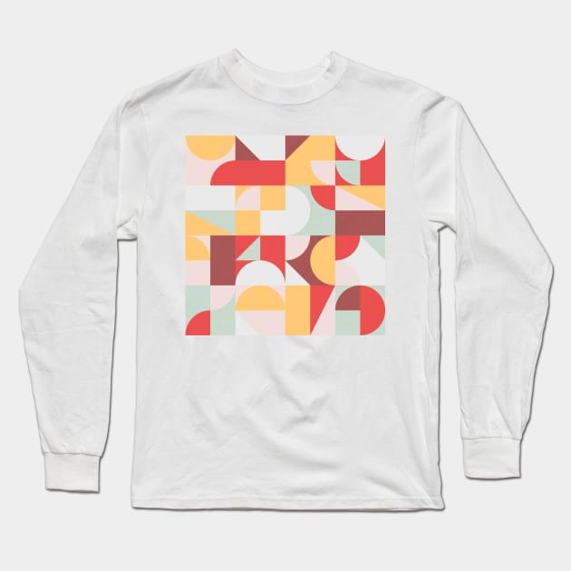 Mid Century Shapes N.10 / Retro Summer Evening Long Sleeve T-Shirt by matise